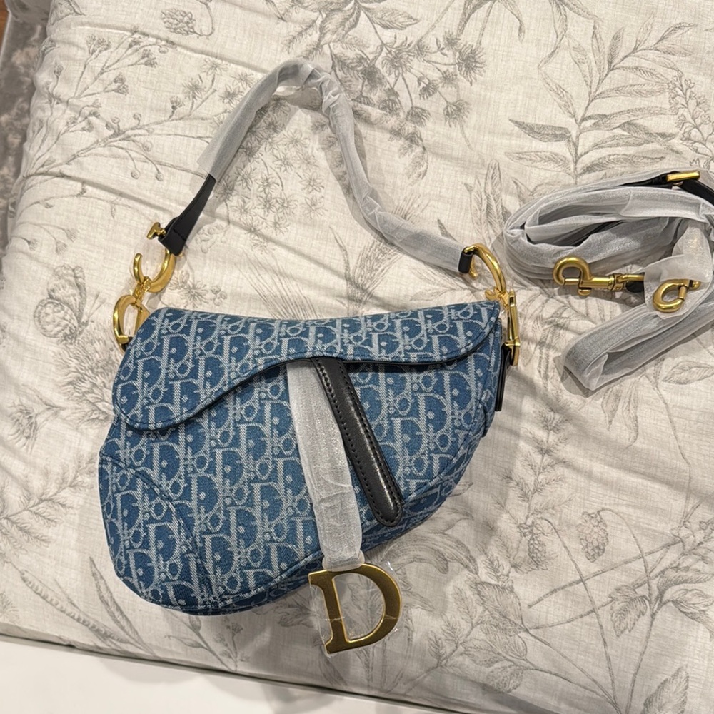 Dior Style Blue and Gray Shoulder Bag